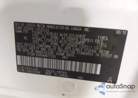 2010 Toyota Rav4 Limited from USA, damaged, VIN 2T3DF4DV6AW077336